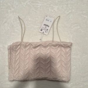 Zara cream straight neck sweater crop top